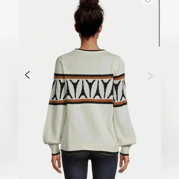 Karl Lagerfeld Paris Eiffel Tower Bishop Sleeve Sweater Size Medium NWOT - Picture 2 of 9